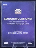 Star Wars Duchess Satine Kryze Signed Card Topps Galaxy - TC*